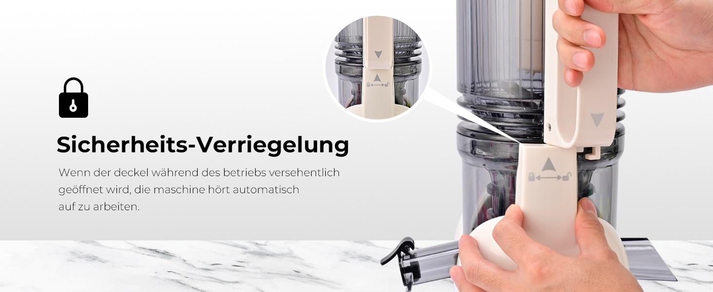 Електричний соковичавник SUSTEAS, 133 мм, повільний віджим, 300 Вт, 1.5 л, для цілих фруктів та овочів, легкий у чищенні, висока вихідність соку, білий