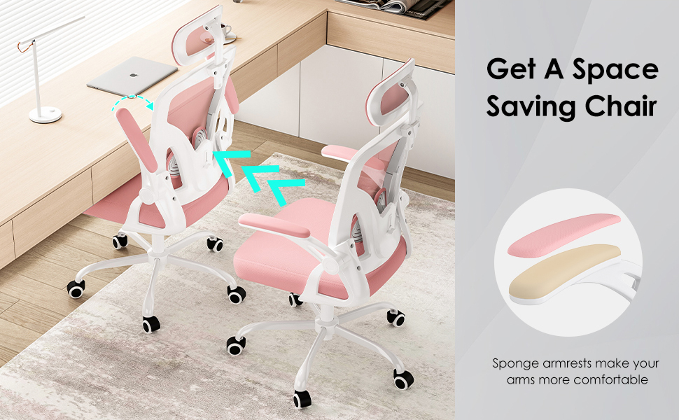 Ергономічне крісло Farini з підлокітниками для офісу та дому, з роликами та підголівником (світлороже)