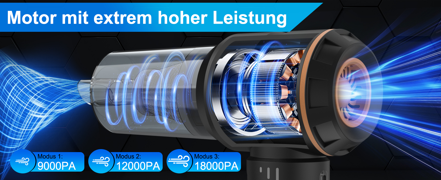 Бездротовий ручний автомобільний пилосос 4 в 1, потужність 18000Па, безщітковий двигун 200000 об/хв, 3 рівні всмоктування для авто, дому та шерсті тварин, сріблясто-чорний