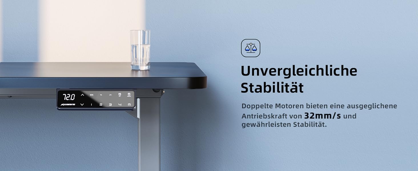 Регульований за висотою електричний стіл MAIDeSITe з 2 моторами, пам'ятью та захистом від зіткнень (72-120 см, сірий)