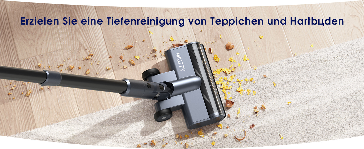 MIUZZY Бездротовий пилосос 6-в-1: потужний, легкий, з тривалістю роботи 50 хв, чорний