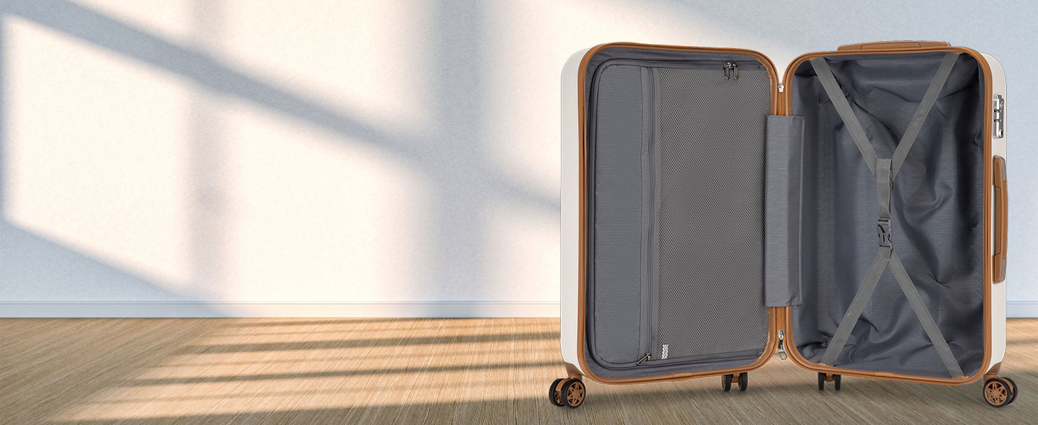 Валіза KONO з ABS пластику, 75 x 48 x 29 см, білий, з TSA замком