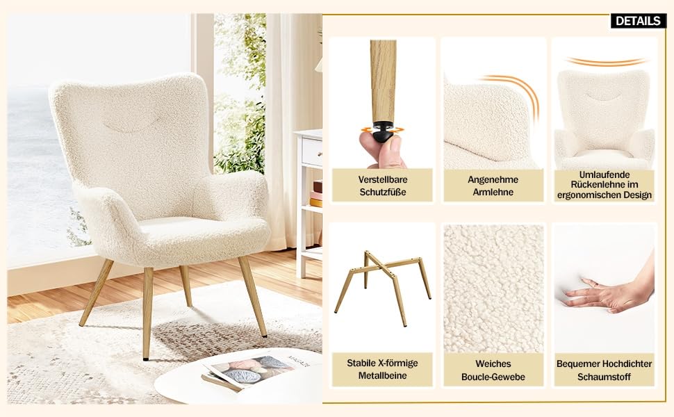 Крісло-мішок Yaheetech з поліестеру, крісло для телевізора, крісло-релакс, біле