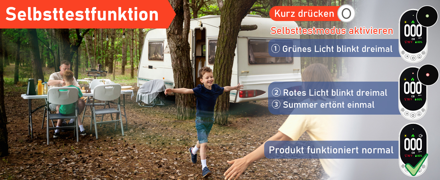 Детектор чадного газу 3-в-1 з HD-дисплеєм, візуальним та звуковим сигналом (CO-метр, температура, вологість) для дому та подорожей