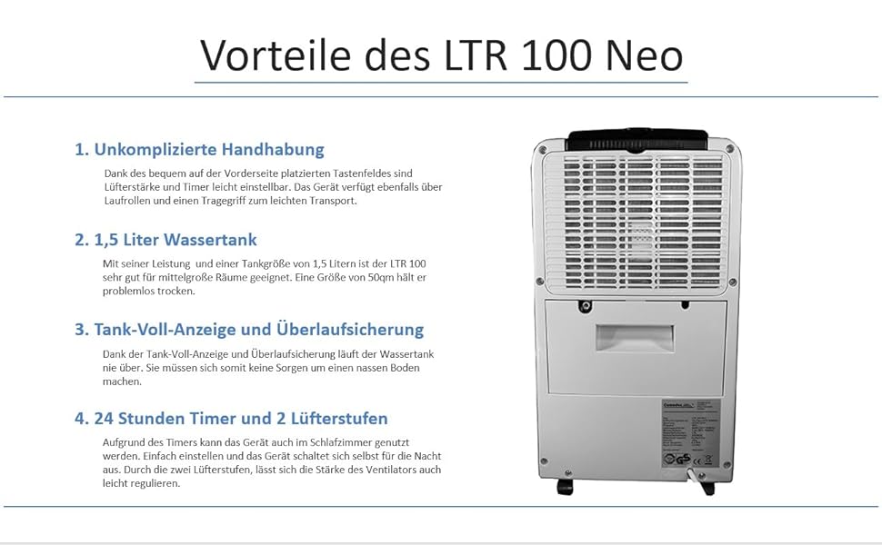 Електричний осушувач повітря Comedes LTR 100 NEO - 12л/24г, до 50м²
