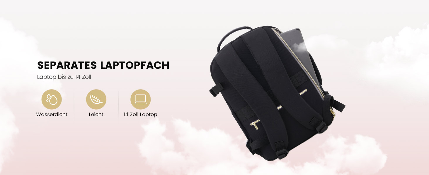 Рюкзак LOVEVOOK для ручної поклажі Ryanair, 40x20x25 см, для ноутбука 13.3 дюйма, чорний/сірий, підходить для Eurowings, Wizz Air