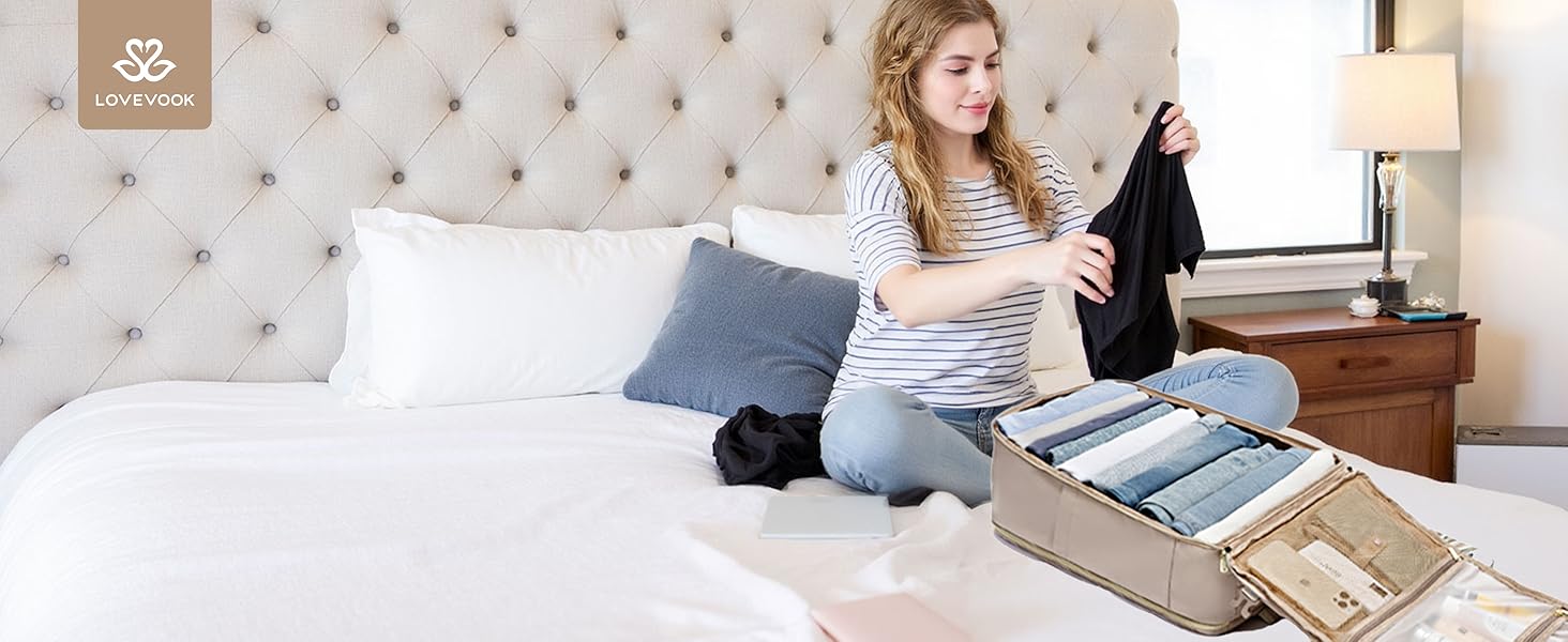 LOVEVOOK Рюкзак ручної поклажі, 40л, 17.3 дюйми, для подорожей та бізнесу, водонепроникний, 45x30x20см, світло-бежевий