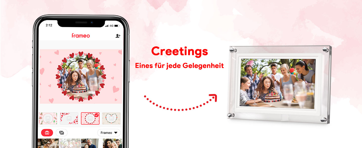 Цифрова фоторамка 15.6 дюймів з Wi-Fi, HD IPS сенсорний екран 1920x1080, 32ГБ пам'яті, підтримка Frameo App, автоматичний поворот зображення