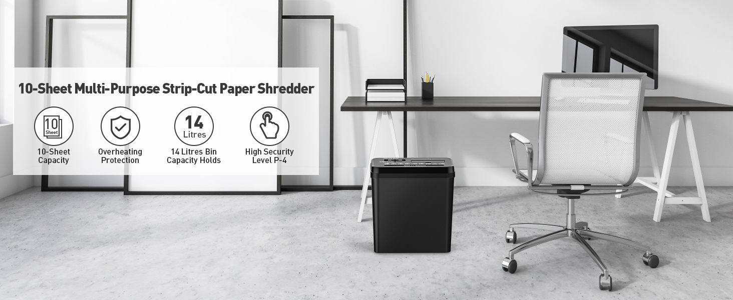 Шредер SINCHEREU для офісу та дому, 6 листів, P4, 11л кошик, знищення картки/CD, захист від перегріву