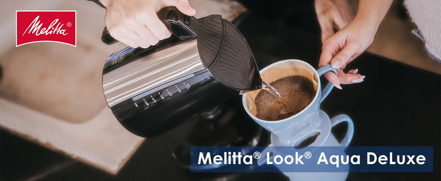 Чайник - MELITTA - Look Aqua DeLuxe 1026-14 з налаштуванням температури (80 C, 95C, 100 C) для чаю та дитячого харчування та функцією збереження тепла, 1,7 л, 2400 Вт з налаштуванням температури Одномісний