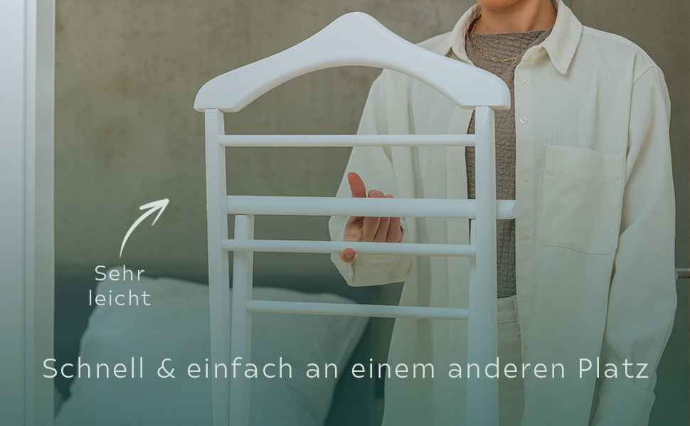 Діловий столик з масиву дерева, 3 кольори – готовий до збирання, столик-слуга для спальні, гардеробної, ванної кімнати та передпокою | Kleiderablage (Білий) Білий 1