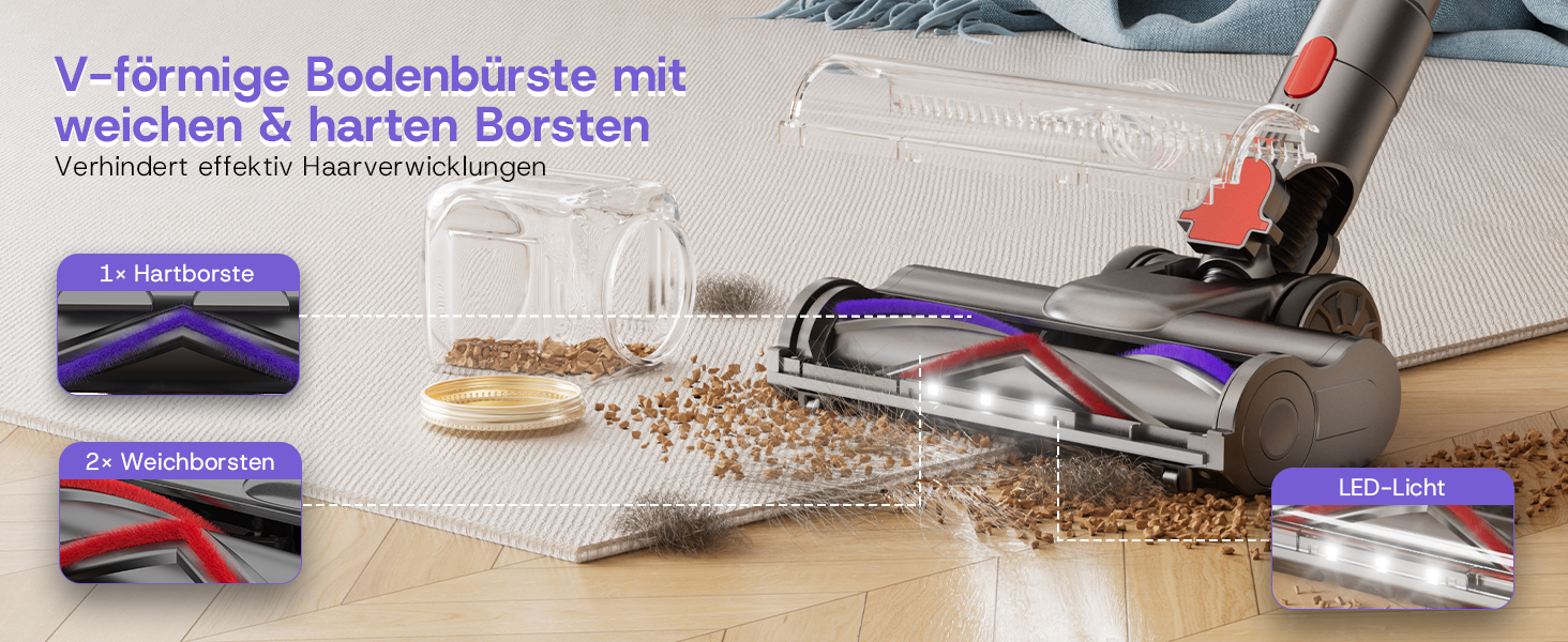 Акумуляторний пилосос V16 600W 55Kpa 80хв з LED-дисплеєм для килимів, шерсті тварин та твердих підлог