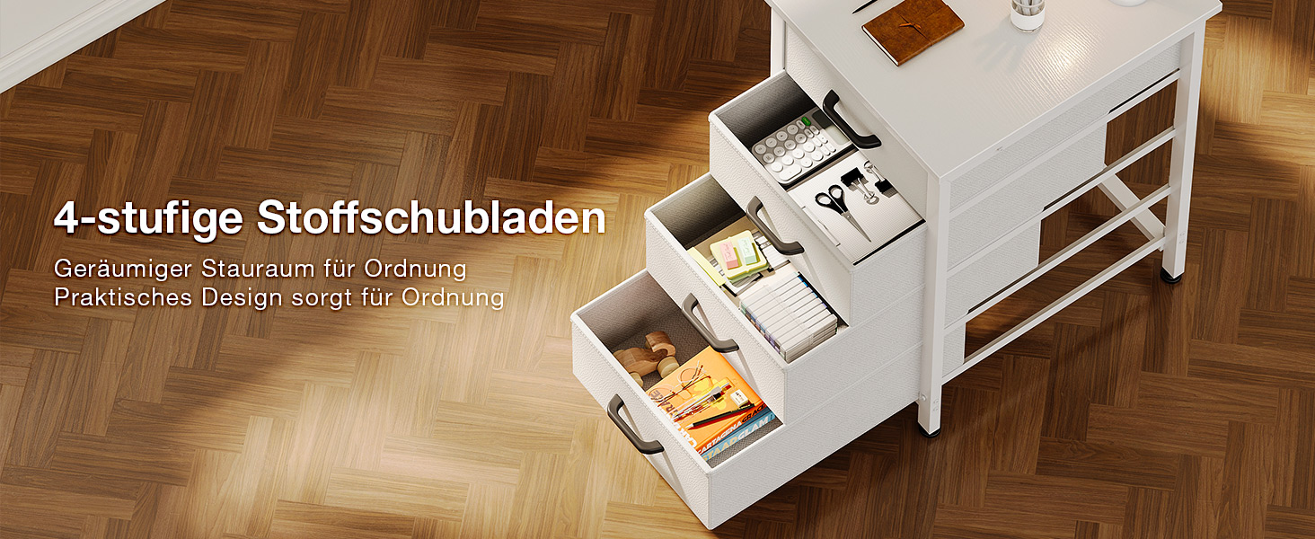 Комп'ютерний стіл ODK з 4 шухлядами 120x48x75.7 см, білий, з тримачем для навушників