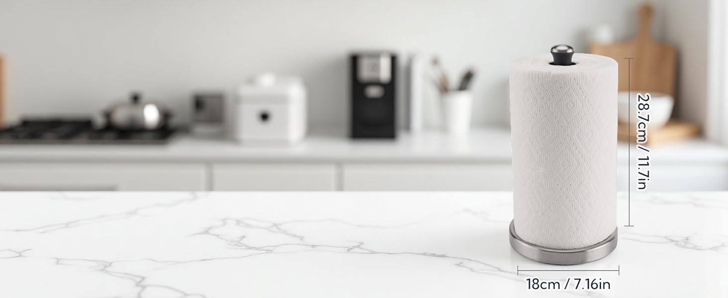 Тримач для паперових рушників KITCHENDAO на стільницю, стійкий сталевий диспенсер з поворотним механізмом та адгезивною основою, чорний