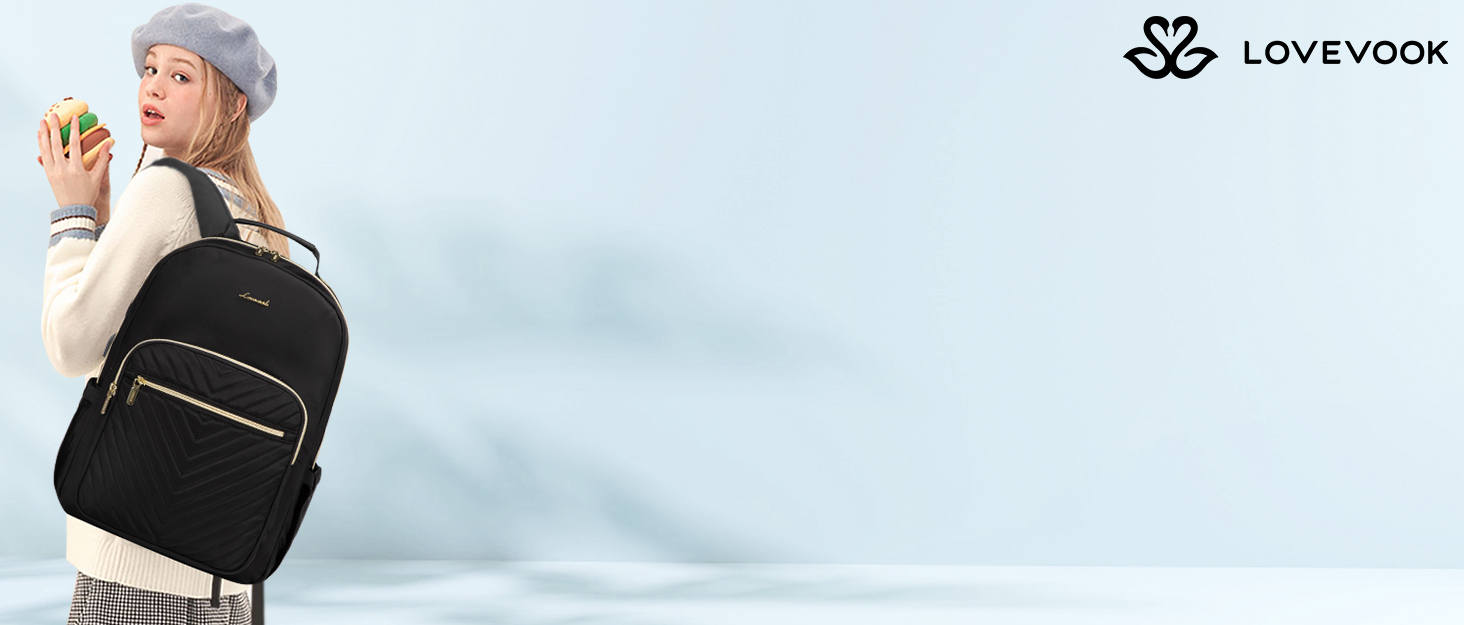 LOVEVOOK Рюкзак для жінок, великий, 15.6 дюймів, для ноутбука, водонепроникний, шкільний, для дівчаток-підлітків, чорний, елегантний, для роботи, для школи, університету, подорожей, 15.6 дюймів, A-чорний
