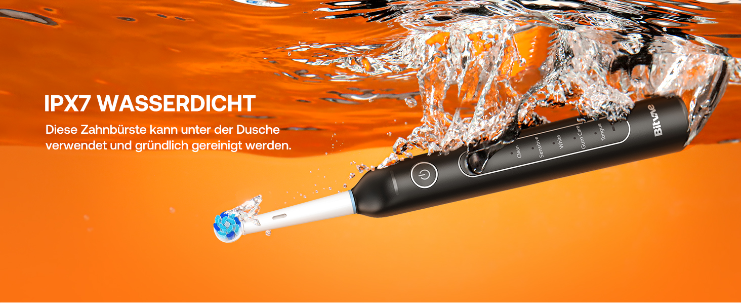 Електрична зубна щітка Bitvae R2, 8 насадок на 2 роки, 5 режимів для дорослих та дітей, захист ясен, чорний