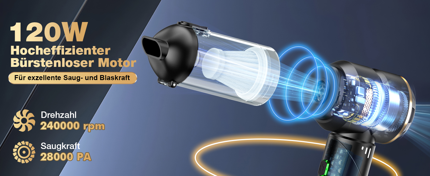 Акумуляторний ручний пилосос 4-в-1 для авто та дому, потужність 28000Па, бездротовий пилосос для прибирання шерсті тварин, кухні та офісу