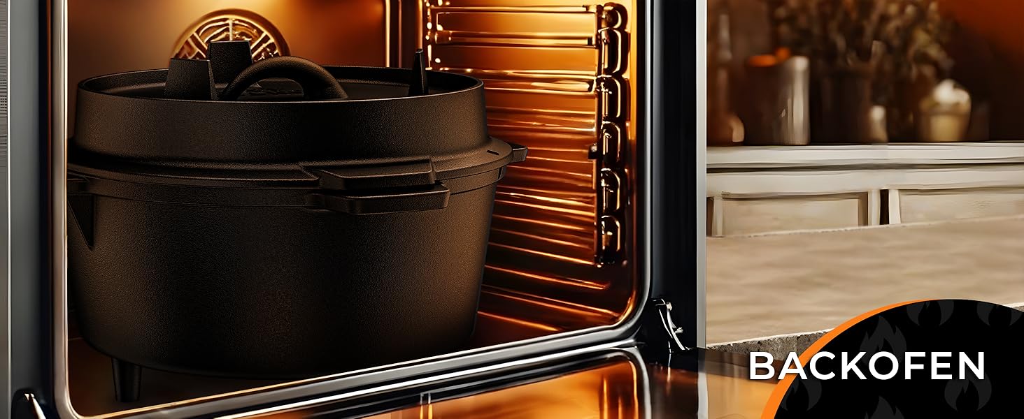 Чавунний казан Dutch Oven 9л з ніжками та знімачем кришки, набір для приготування їжі на відкритому вогні (на 6-10 осіб)