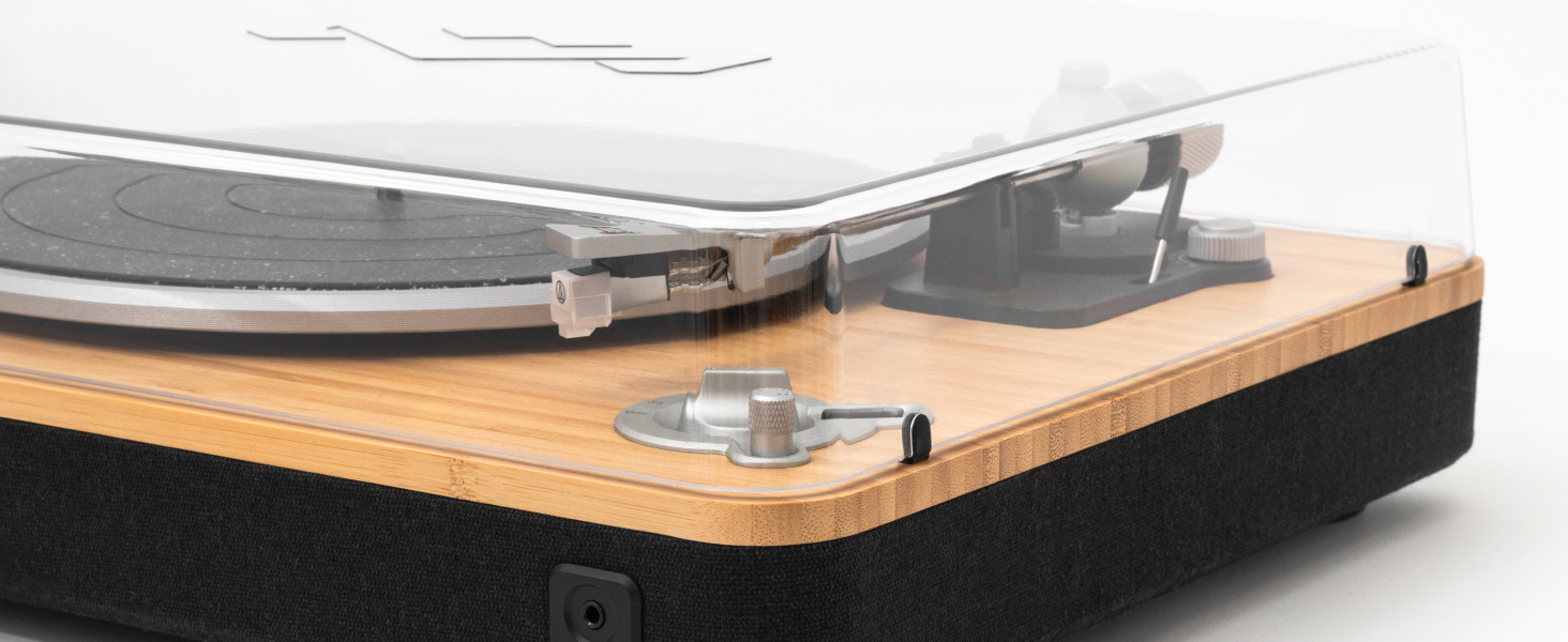Бездротовий програвач вінілу House of Marley Stir It Up Bluetooth, екологічний, 33/45 об/хв, з попереднім підсилювачем, голівкою Audio-Technica, корпус з бамбука, з кришкою від пилу
