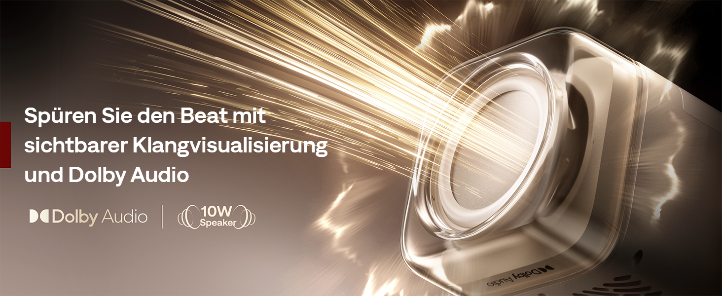 Портативний проєктор Aurzen Boom Air Mini з Google TV та Netflix, 4K, USB-C, Smart, Dolby Audio, WiFi, Bluetooth, автофокус TOF, поворотний штатив, кремово-білий