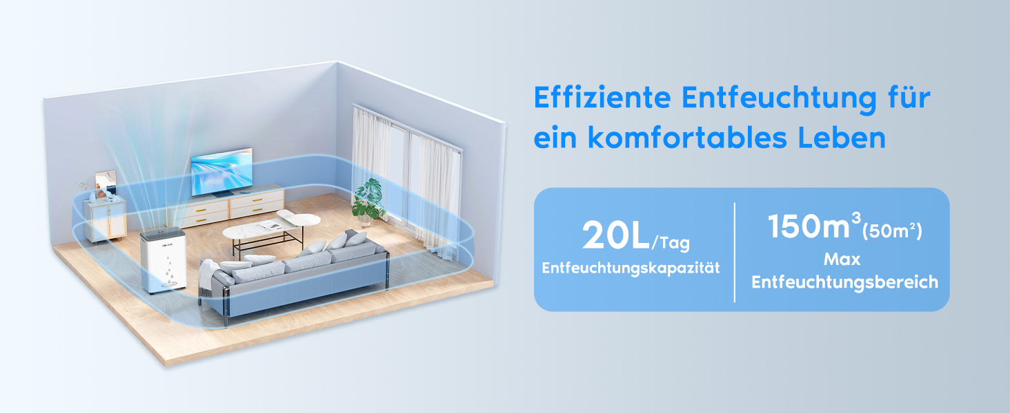 Електричний осушувач повітря COLAZE 20л/24г, для дому, підвалу, квартири, 150 м³ (50 м²), тихий, 20л-NEW