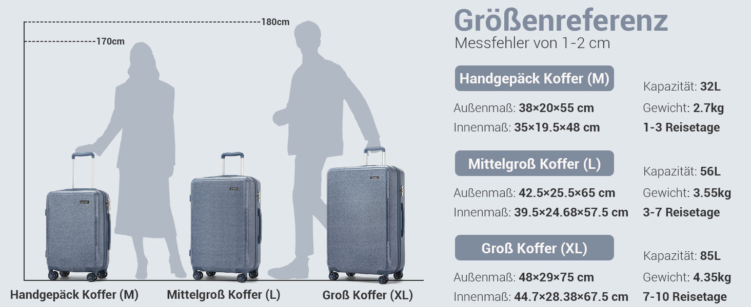 Чемодан KONO середнього розміру з жорсткою обшивкою, ABS+PC, 60L, білий/коричневий, з TSA замком