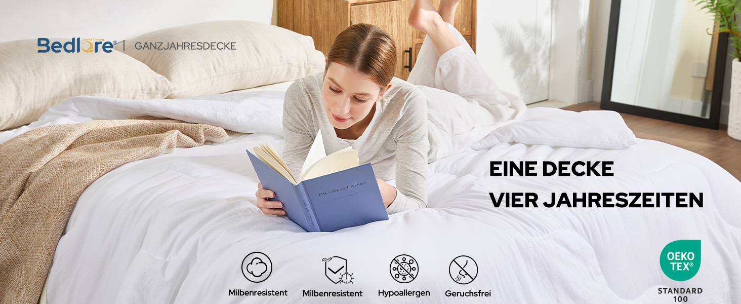 Всесезонна ковдра BEDLORE 135x200 см, дихаюча та м'яка підковдра білого кольору
