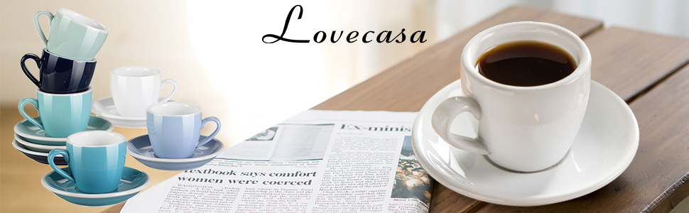 Кавовий сервіз LOVECASA Порцеляна, SWEET 24 шт. на 12 осіб, 230 мл, серія Blue