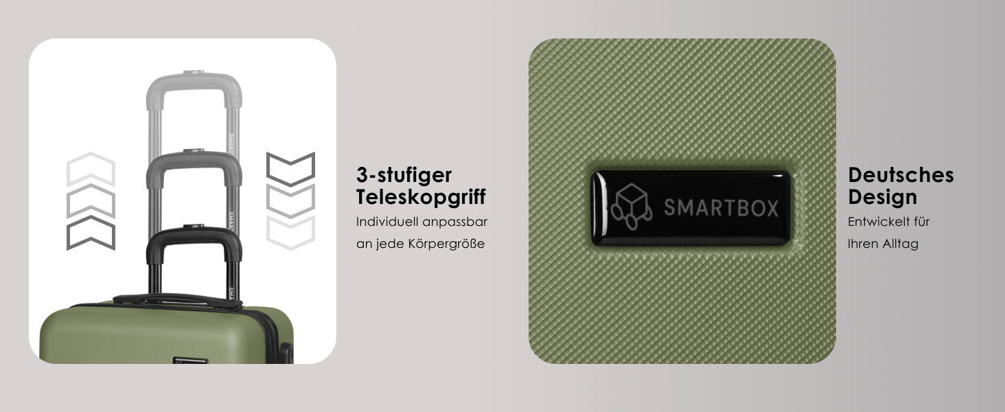 Набір валіз Smartbox Hartschalen 3-в-1 для жінок та чоловіків | Легкі та міцні валізи з ABS-пластику | 4 колеса та кодовий замок | Серія 05, колір Greige