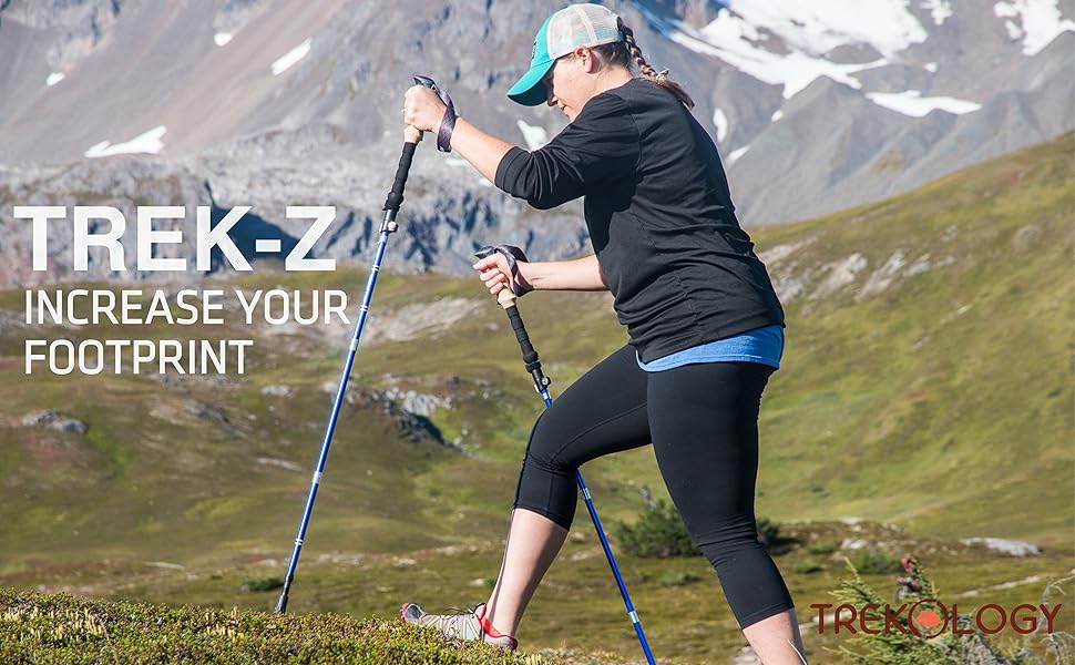 Складана трисекційна трекінгова палка Trekology Trek-Z з корковою ручкою, легка алюмінієва, регульована, для походів і літніх людей