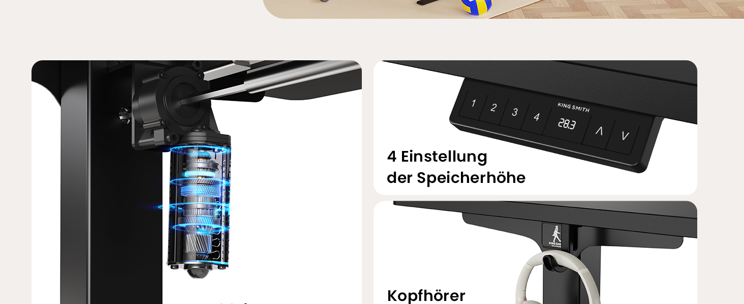 Регульований стіл WALKINGDESK для дому та офісу: електричний, 120 x 60 см, з 4 пам'яттю, з гачками, чорний