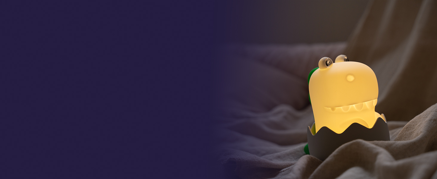 Дитячий LED нічник MegaLight Diggy Dino: RGB-підсвітка, регулювання яскравості, сенсорне керування та звукові ефекти, USB-зарядка