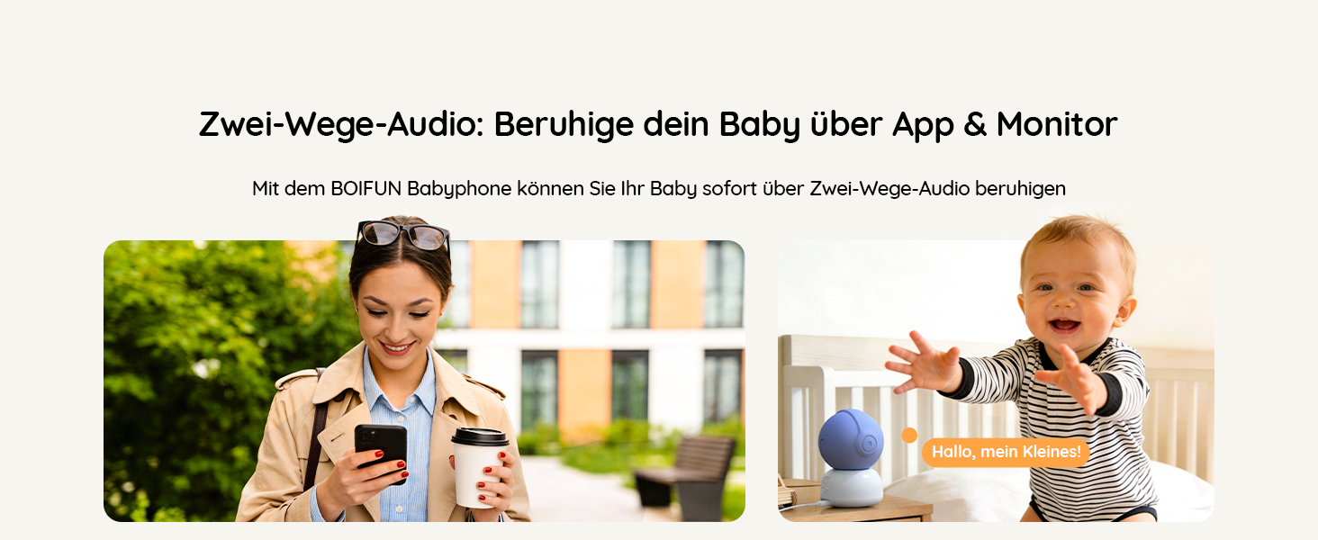 Відеоняня BOIFUN 2K/3MP з камерою Wi-Fi, нічним баченням, 5