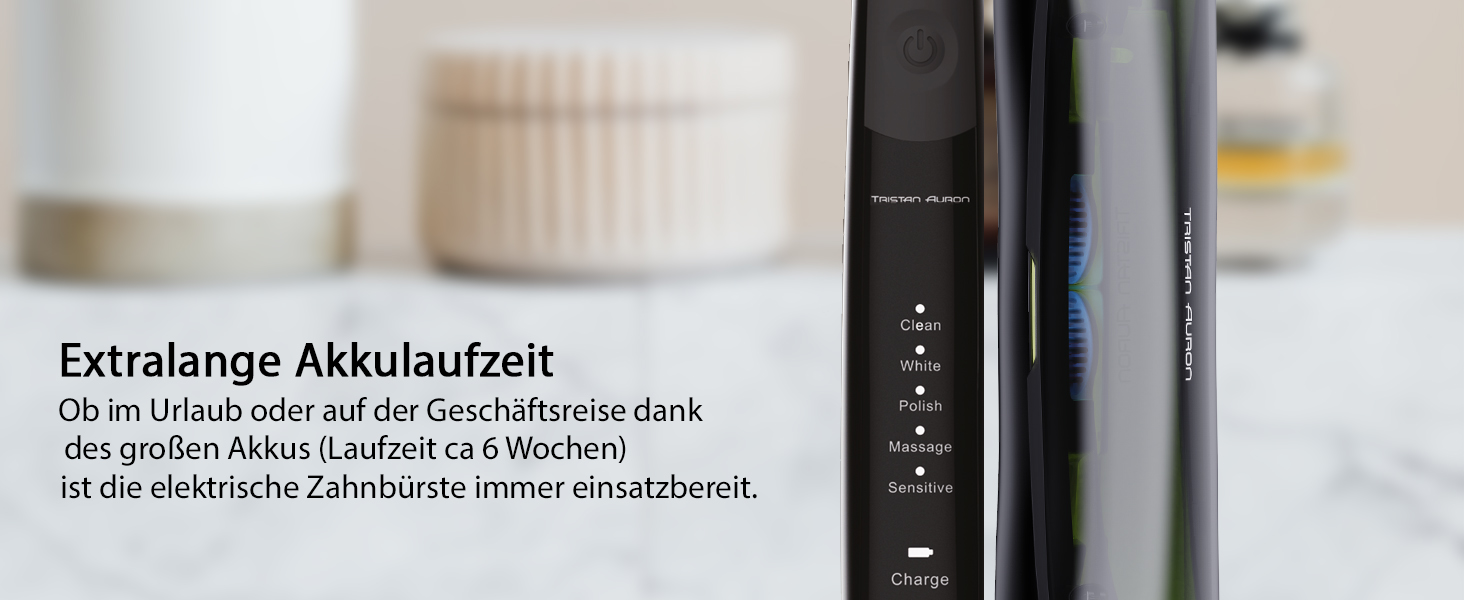 Електрична зубна щітка Tristan Auron SonicMaster (Блакитна) - 6 голів, акумулятор 60 днів, 5 режимів, 55000 VPM, таймер 2 хв, з чохлом