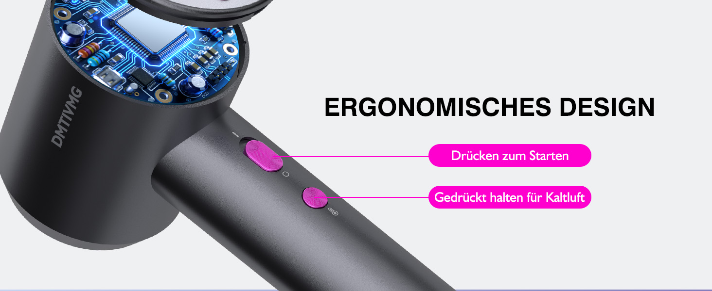 Іонний фен для волосся з високошвидкісним безщітковим двигуном 160 000 об/хв, 500 млн негативних іонів, 12 режимів, магнітна насадка, низький рівень шуму