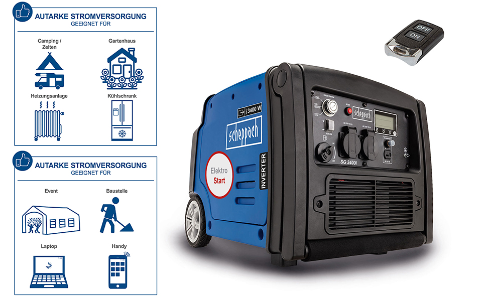 Генератор інверторний бензиновий Scheppach SG3400i - 2000W, 230V, USB, 64dB