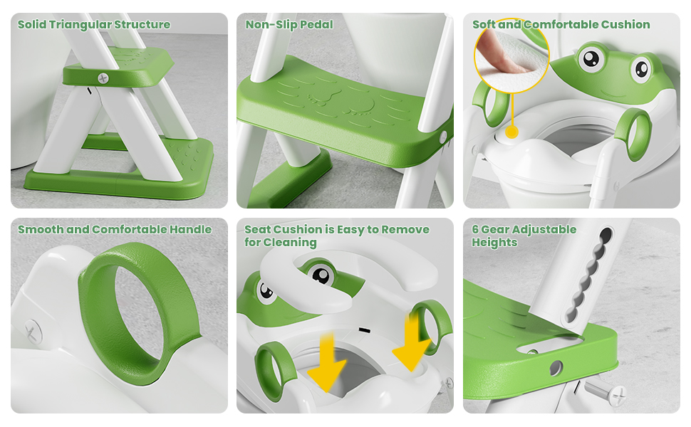 Унітаз-сходинки для дітей COOSEYA Frosch з тренувальним сидінням, зелений