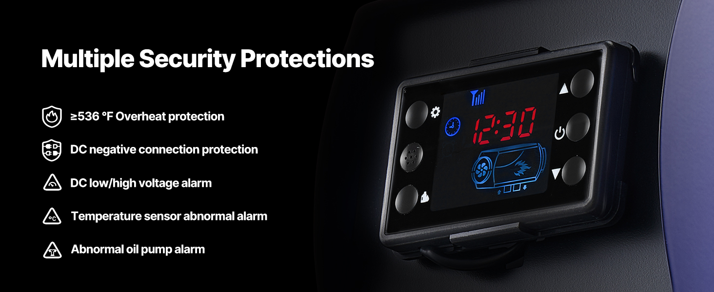 Дизельний опалювач VEVOR 8 кВт, 12/24 В, портативний, з пульт. та LCD, 5л, для авто, вантажівок, кемперів, блакитний