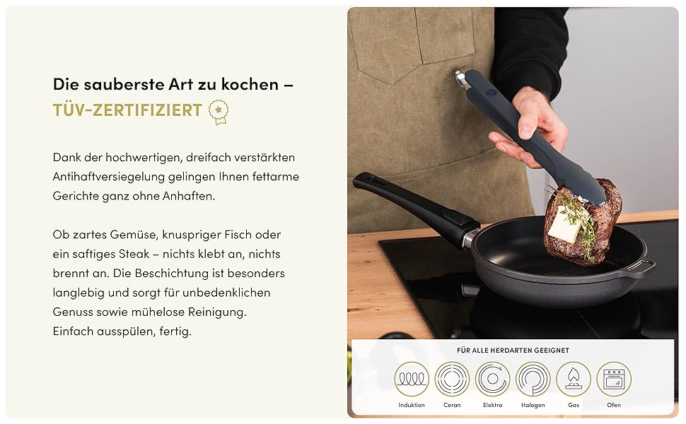 Сковорода для млинців Hoffmann Aluguss 28 см з антипригарним покриттям, Made in Germany, знімний ручка | Сковорода для оладок, яєць