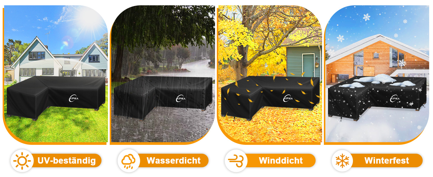 Чохол для сауни/лаунж-меблів Kipiea L-подібної форми, водонепроникний, 420D, для саду, 250x250x85x78/200x250x85 см
