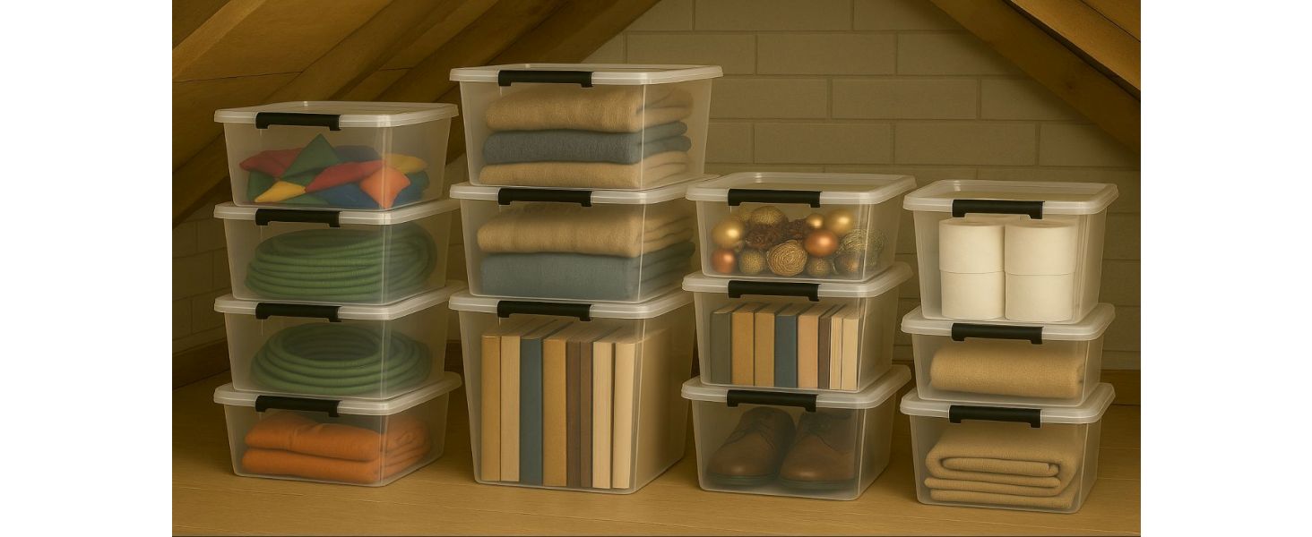 4 набори Astor24 ящики для зберігання прикрас 40 л (60 кульок) - для різдвяних прикрас, їстівний пластик, стекові