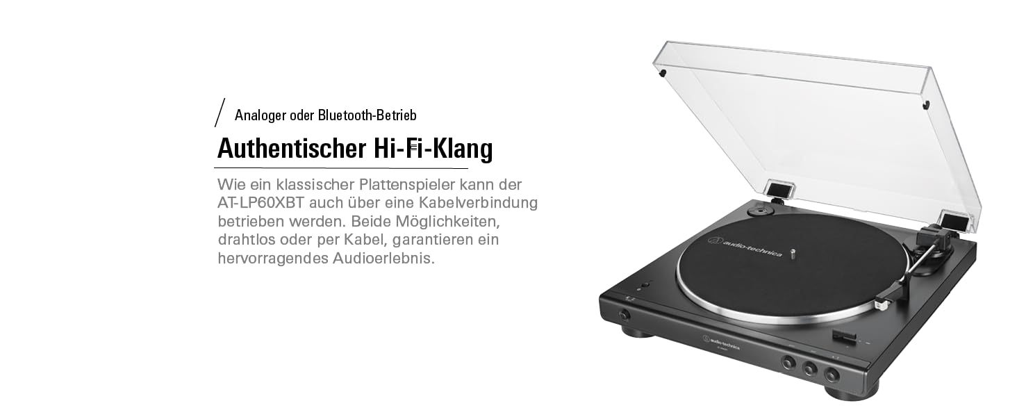 Програвач вінілу Audio-Technica LP60XBTBK з Bluetooth, повністю автоматичний, ремінний привід, стерео, чорний
