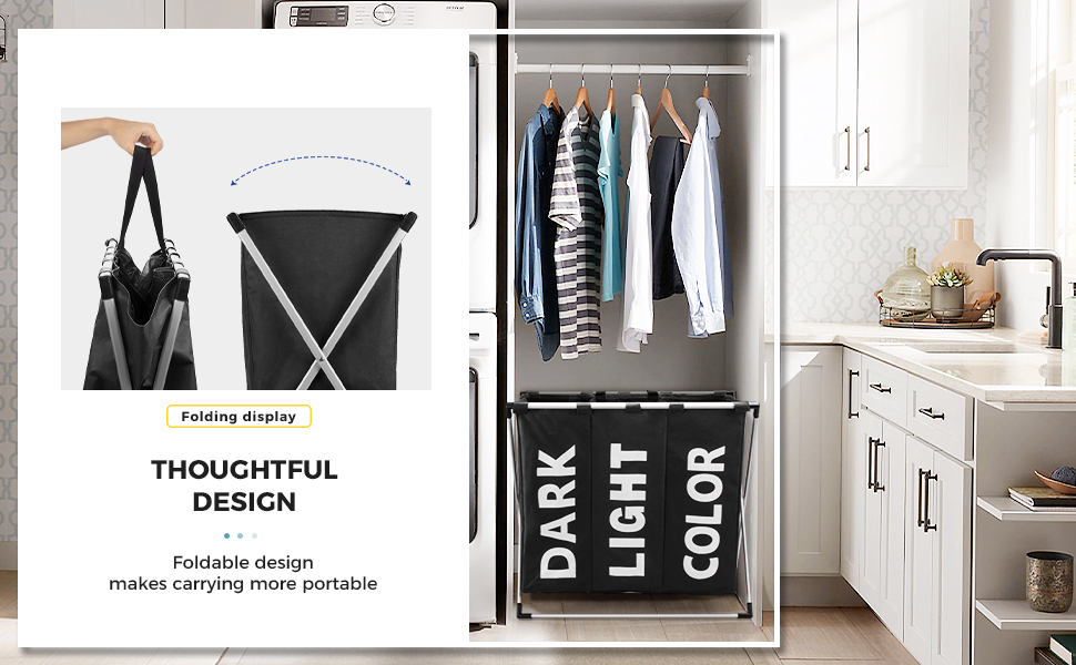 Сортувальник для білизни Oxford Trio з 3 відділеннями (102L) - Чорний