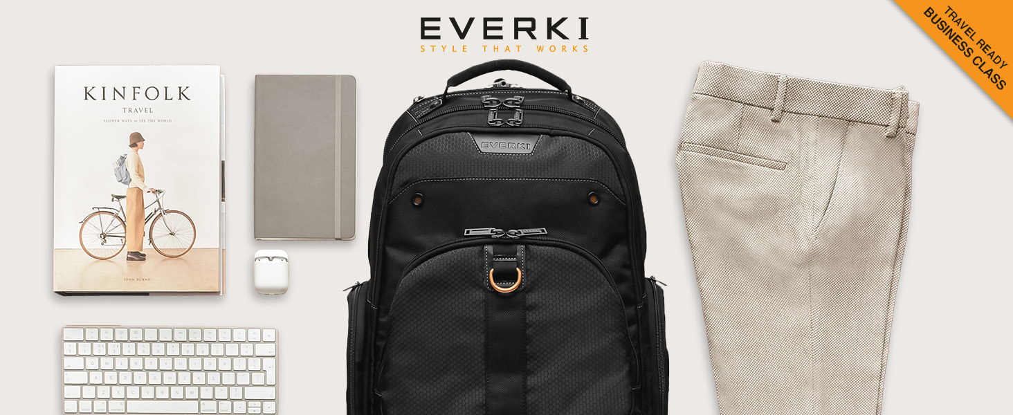 Бізнес-рюкзак для ноутбука Everki Atlas 32L (13–17.3 дюймів), ергономічний дорожній рюкзак з регульованим відділенням, чорний