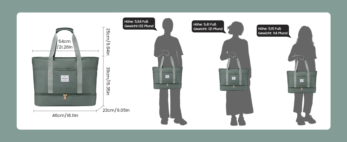 Сумка-мішок LOVEVOOK для жінок, 42L, водонепроникна, з відділенням для взуття, для подорожей, спортзалу, басейну, пологів, Ryanair