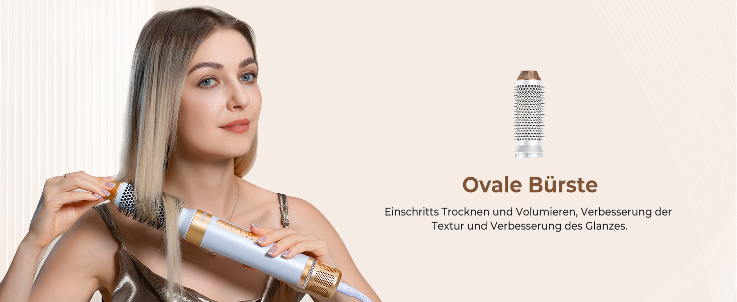 UKLISS Hairstyler 7 в 1: Професійний фен-щітка, стайлер для волосся, набір для укладки з повітряним обдувом 110 000 об/хв, білий