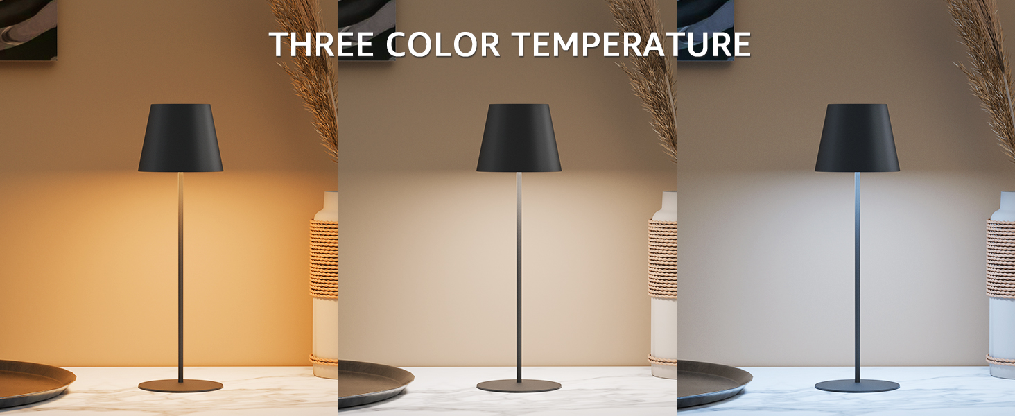 Набір з 2 LED-лампах настільних бездротових, акумуляторні USB-C, диммування, сенсорне керування, для вулиці, для ресторану, кемпінгу, бару, тераси (чорний)