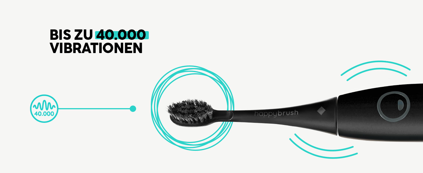 Електрична звукова зубна щітка happybrush® Eco Vibe 3+ – Чорний (Ocean) – Комплект з насадками, 2 роки гарантії