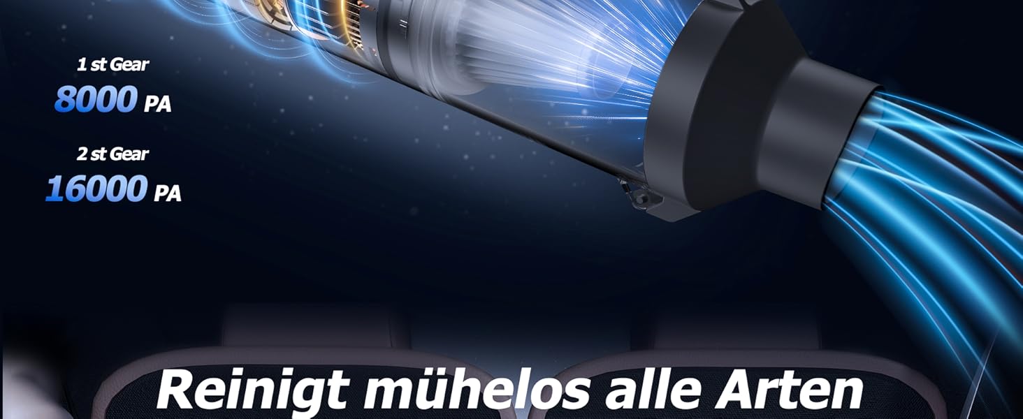 Акумуляторний ручний пилосос 4-в-1 для авто, дому та офісу, 16000Па, USB-C зарядка, бездротовий міні-пилосос для салону автомобіля, диванів, клавіатур та домашніх тварин