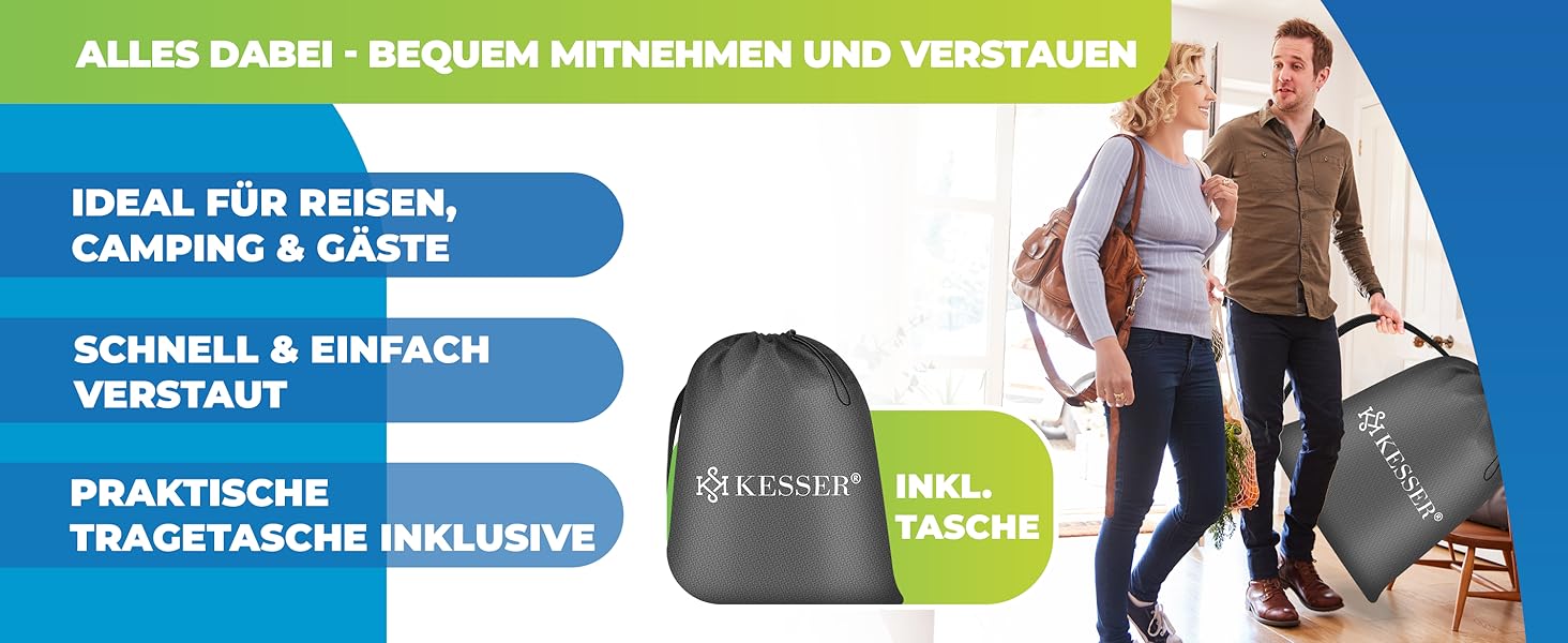 Надувна матрац KESSER® з електричним насосом, 203x152.5x51 см, для дому та кемпінгу, сірий/антрацит